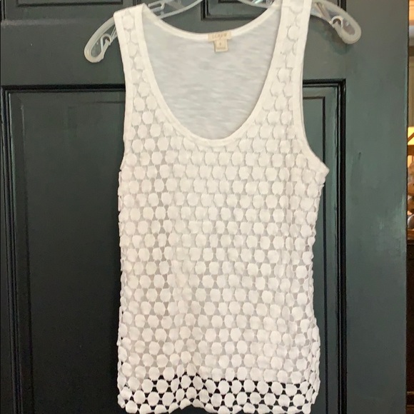 J. Crew Tops - J. Crew white blouse with overlay size small